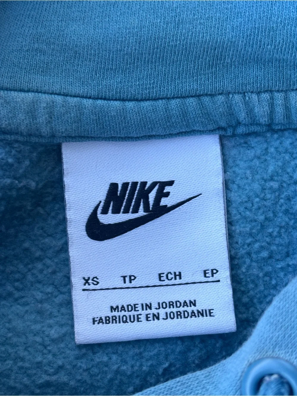 Nike Teal Blue Cropped Hoodie Sweatshirt